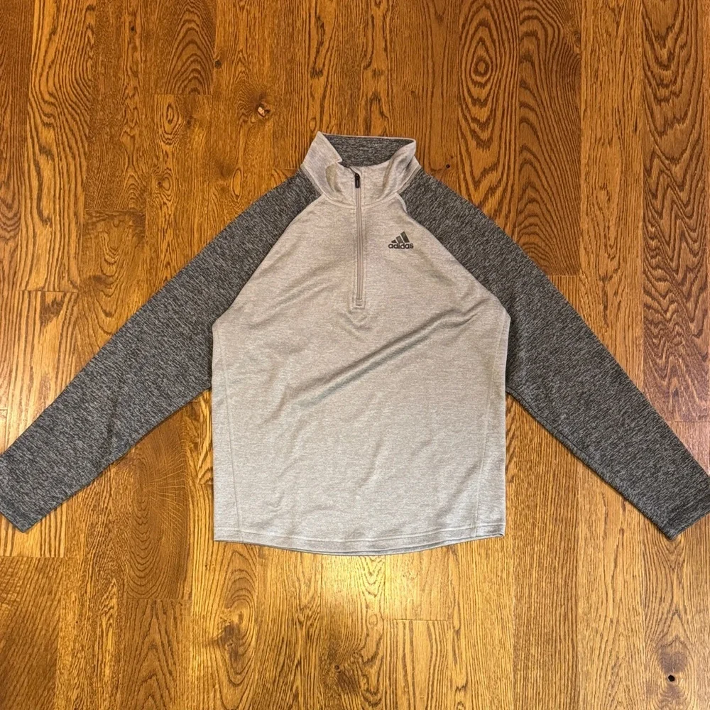 Adidas Gray Two Tone Performance Quarter Zip Pullover Men’s Small